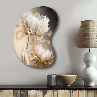 Peony Flower I - Peonies Boom Shape Assymterical Metal Wall Sculpture