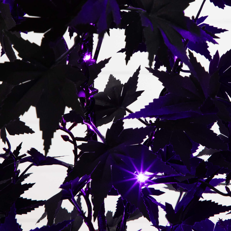 Arbre d'érable artificiel pré-éclairé avec 240 lumières DEL orange et mauves, H 48 po x l 28 po x P 28 po