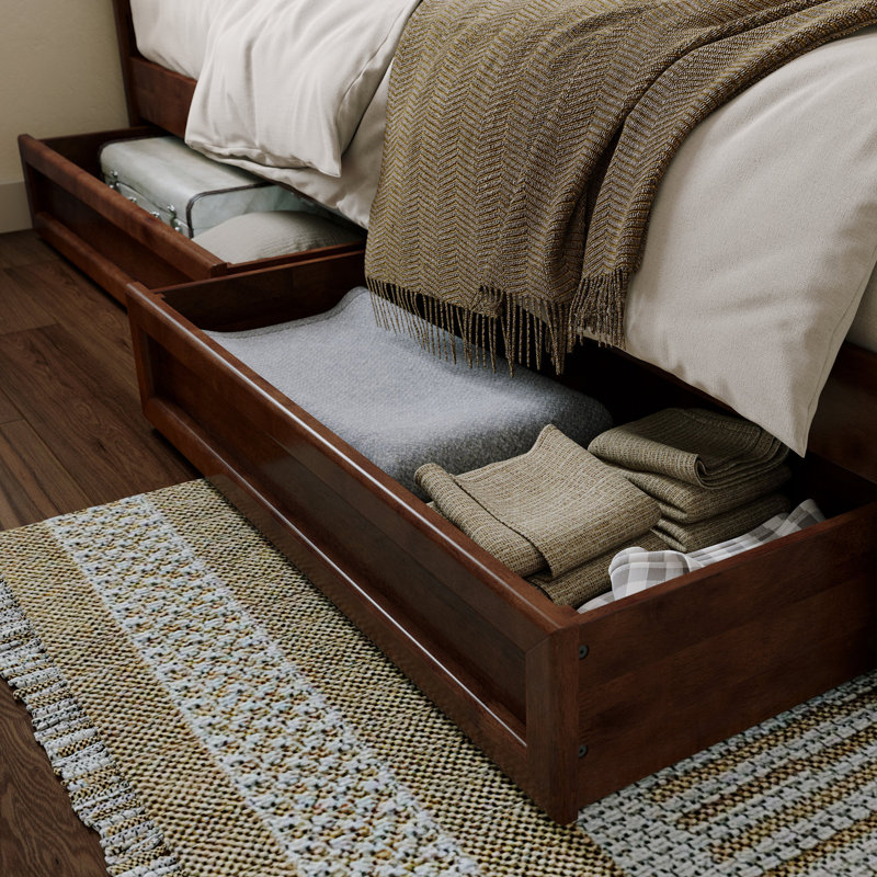 Astley Wood Panel Storage Bed, Queen, Walnut