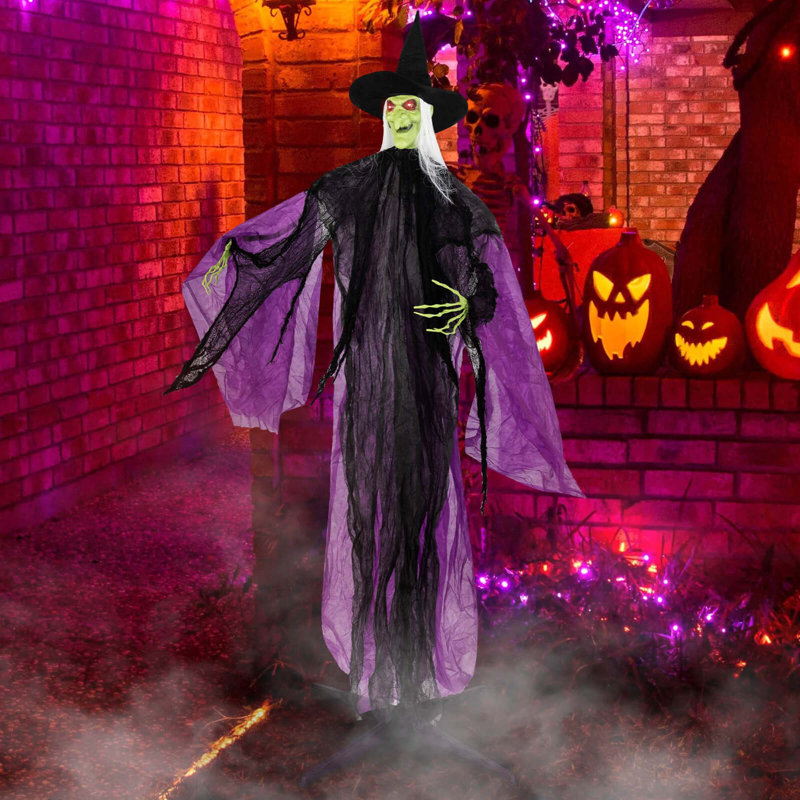 Sorcière animatronique d'Halloween 7,2 pi avec yeux et sons effrayants