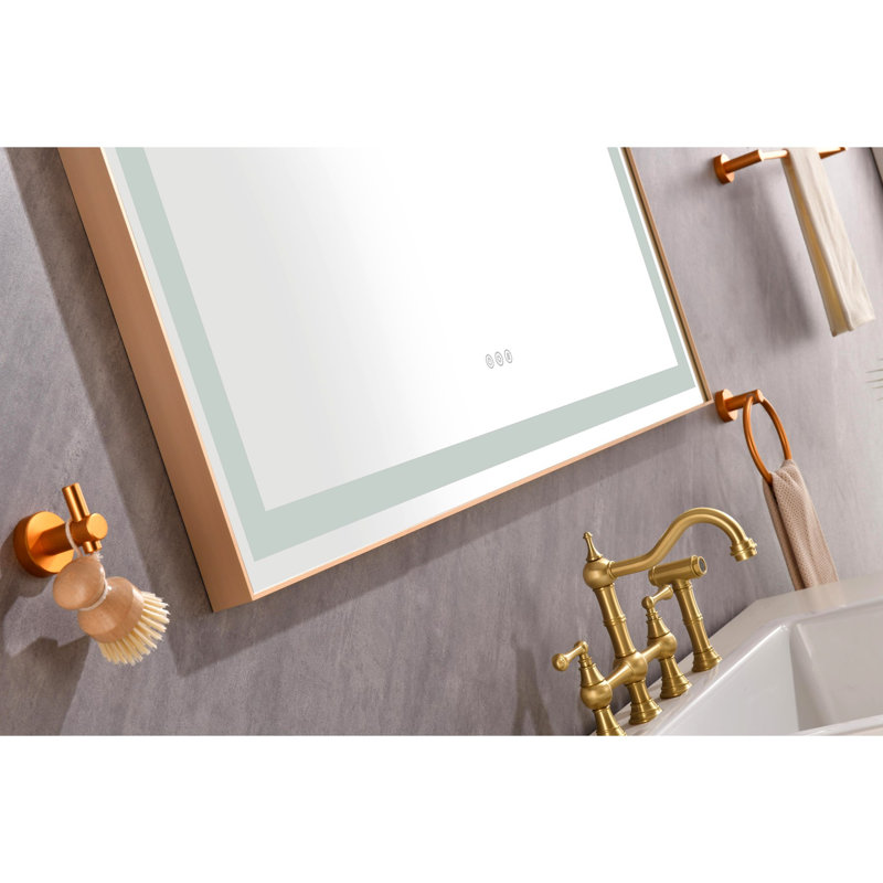 48*36 LED Lighted Bathroom Wall Mounted Mirror With High Lumen+Anti-Fog Separately Control