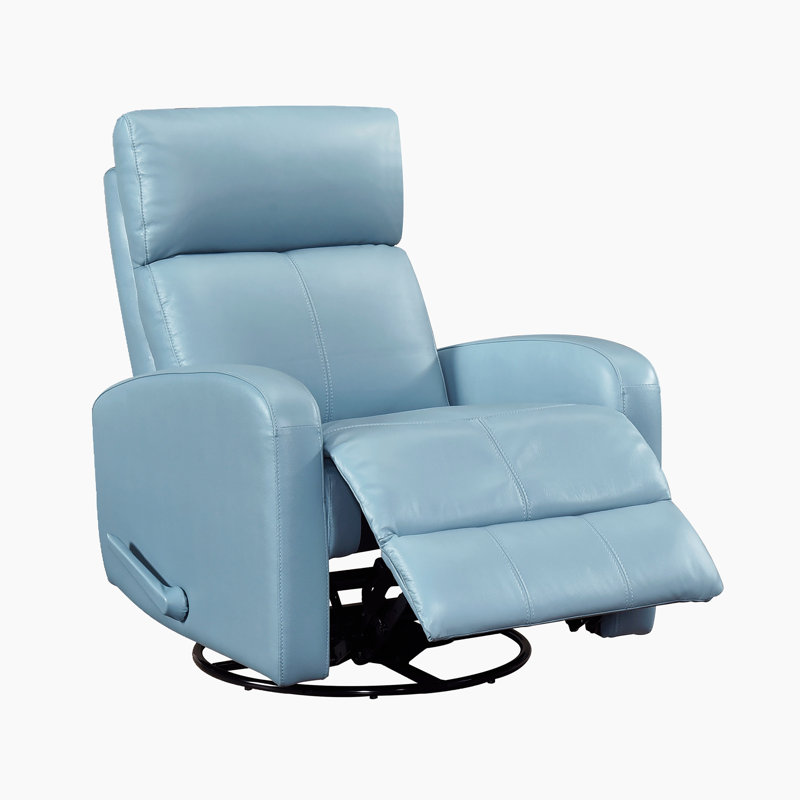 Fauteuil inclinable et oscillant pivotant en cuir fleur de qualité supérieure de 31,5 po avec pivot à 360 degrés Louis, mouvement doux et mousse enveloppée de Dacron