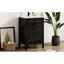Meuble-lavabo de 24 po d'inspiration rétro noire avec lavabo en céramique pré-percé, solutions de rangement à fermeture en douceur et poignées en métal rétro style autoportant pour lavabo nécessitant peu d'entretien-207393989