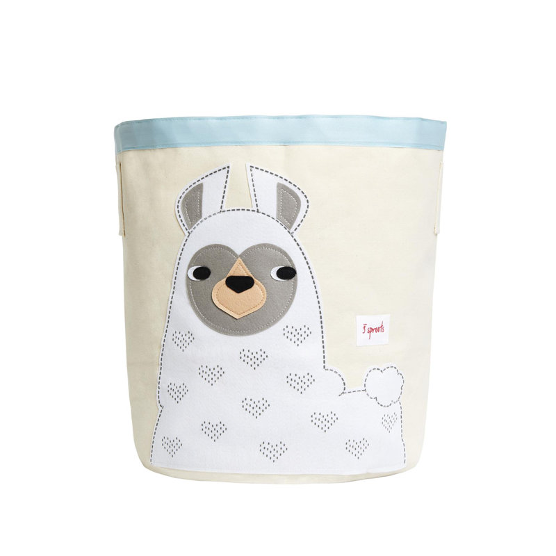 Llama Canvas Storage Bin with Handles for Kids