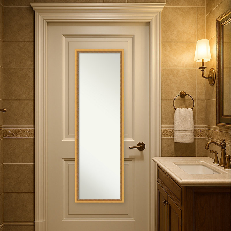 Miroir de porte en bois non biseauté, cadre doré Owen - miroir pleine longueur, miroir mural