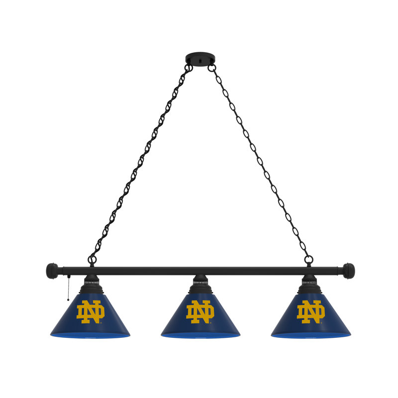 3 - Light Pool Table Lights Pendant, Black, Notre Dame Fighting Irish (ND)