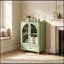 Armoire de rangement arquée avec porte en verre et 1 tiroir-2111876609