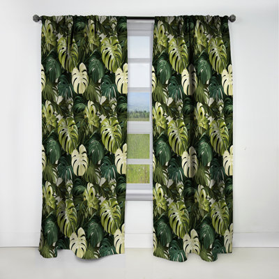 Monstera Elegance Motif tropical I - Rideau floral - Rideau floral occultant en velours - 1 panneau