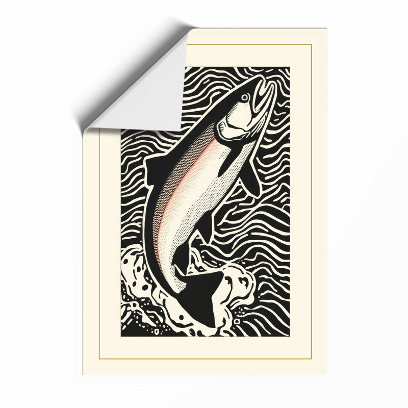 Leaping Fish Graphic Art - Framed Print, Unframed, A2 - 59.4 x 42.0 cm