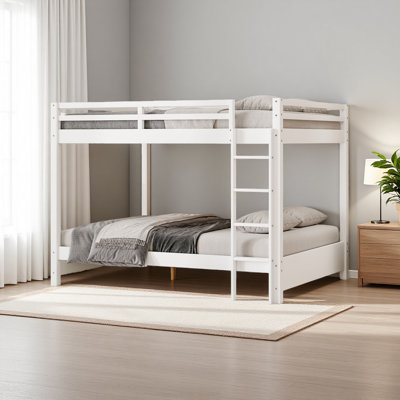 Wood Queen Size Bunk Bed With Ladder