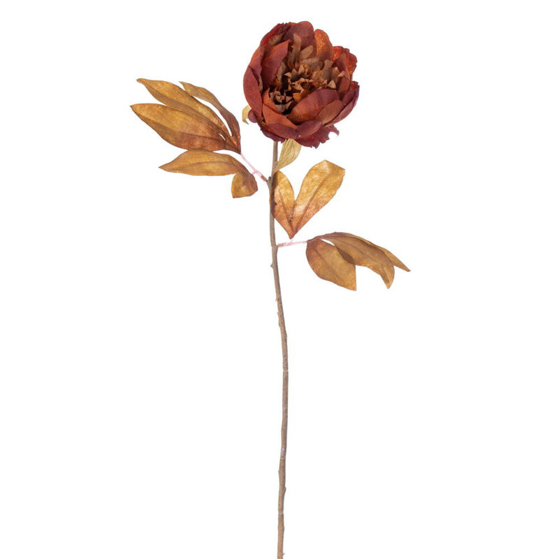 Vickerman 21" Artificial Red/Brown Peony Stem 6/Bag. Recommended for indoor use., Brown