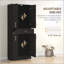 Armoire de cuisine autoportante avec tiroir et tablettes réglables, solution de rangement haute au fini noir vieilli
