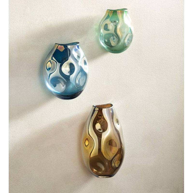 Vase mural en verre Lilia, H 7 po x l 6 po x P 6,5 po, Vert