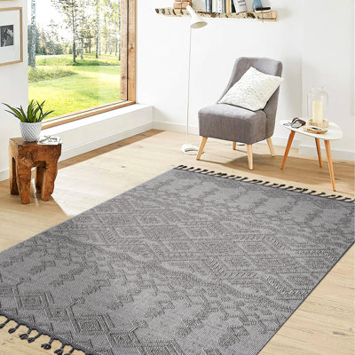 Tapis blanc 6X9 - non délestable et décoratif. Améliore le salon, la chambre à coucher, le vestibule, la chambre de bébé, le dortoir, le bureau, la maison, la cuisine. Poils moyens & Pet-. Envers en coton. Polypropylène