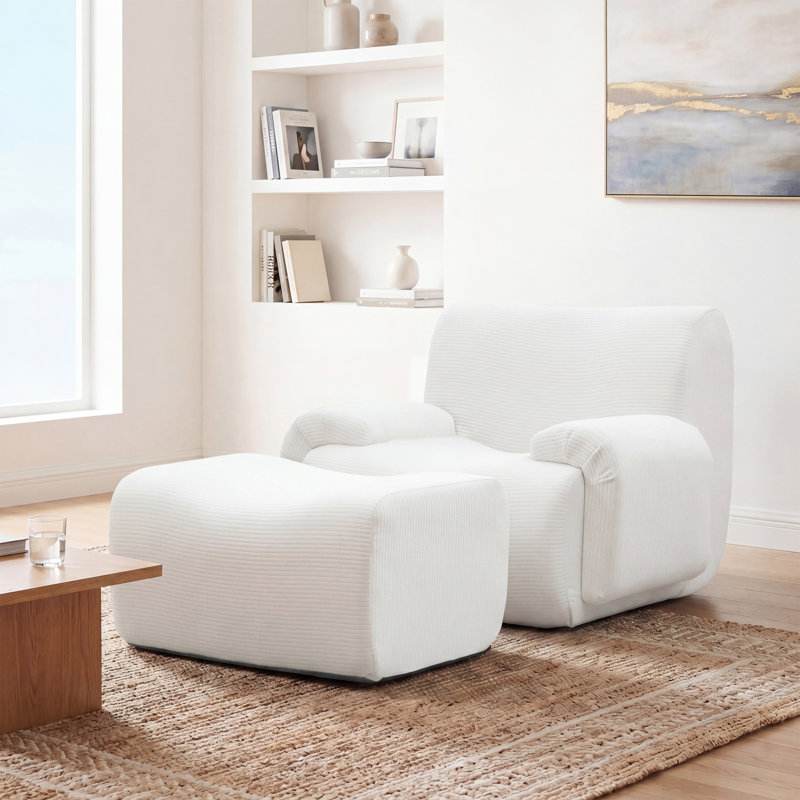 1 Seater Chenille Sofa, Ivory