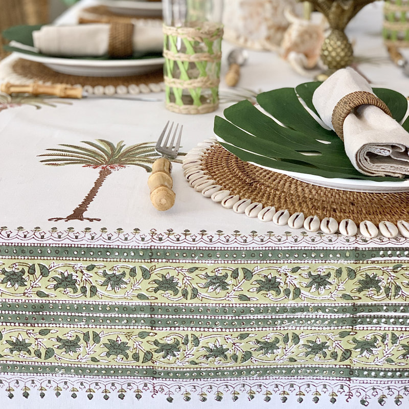 Rectangle Tablecloth - Tropical Palm Tree Green, 72" D x 128" L