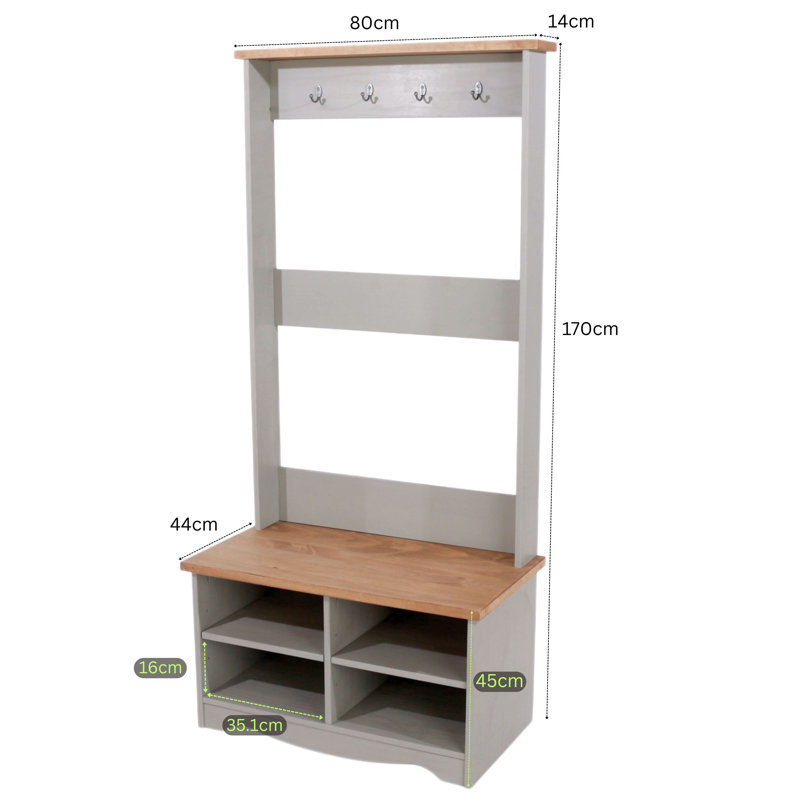 Claypoole Wooden Hall Shoe, Seating and Storage Bench