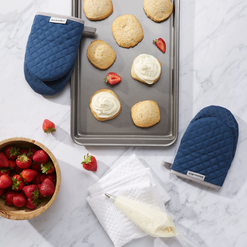 KitchenAid Asteroid Solid Textured Mini Oven Mitt, Blue Willow