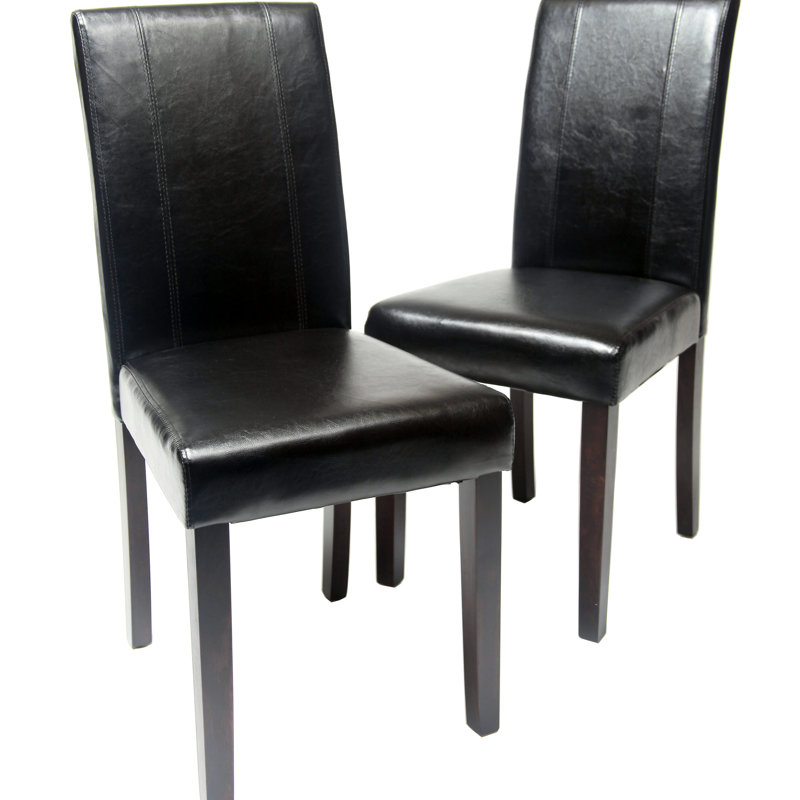 Chaise de style urbain, 2, en bois massif, noir, l 21 po x l 16,5 po x H 35,5 po, facile à nettoyer et revêtement noir