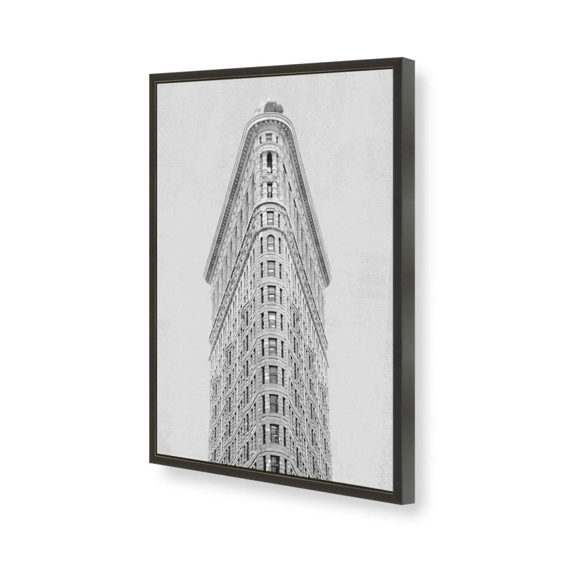 Flatiron Building NYC Art Print, Black, Open Corner Framed Print Paper without Mat, 19.5" H x 13.5" W