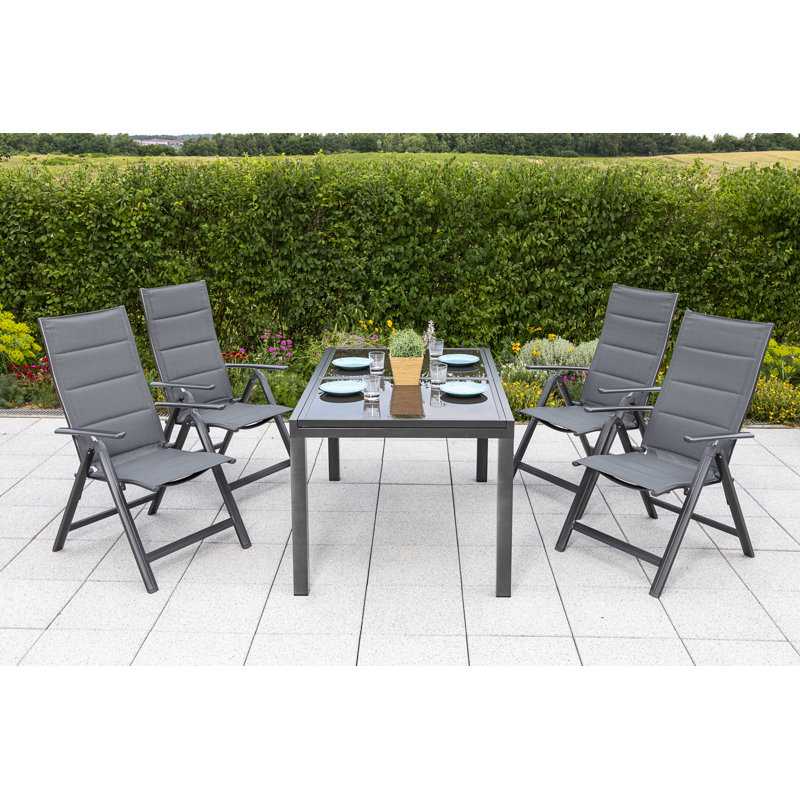 Wethington 4 - Person Patio Dining Set Rectangular Table, 75cm H x 90cm W x 160cm D
