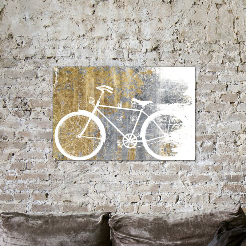 «Gilded Bicycle», impression sur toile tendue, H 12 po x l 18 po x P 1,5 po, Toile tendue, Pas de tapis