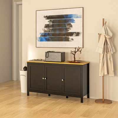Buffet, armoire de rangement, buffet avec portes, noir