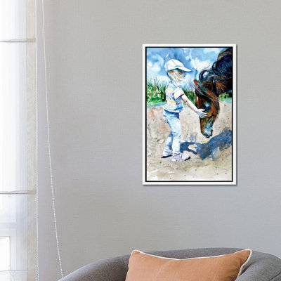 Girl With Horse by Anna Brigitta Kovacs - Painting on Canvas