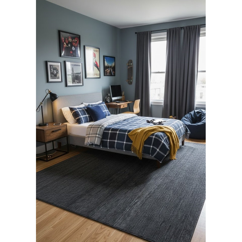 Greilickville Hand Loomed Gabbeh Rug, 100% Wool, Solid Color, Fade & Stain Resistant, Durable, All Sizes, India-Made.
