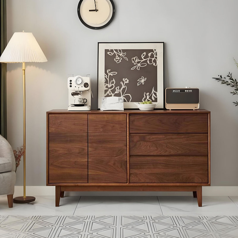 Buffet rétro et simple en bois massif, H 32,28 po x l 55,11 po x P 15,74 po