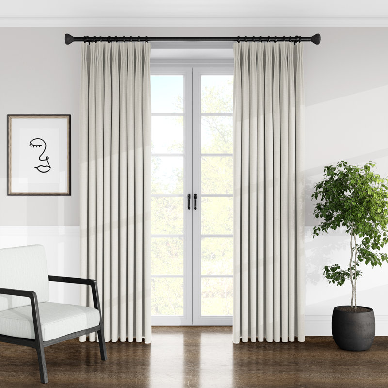 Phoenix Solid Room Darkening Pinch Pleat Single Curtain Panel, 40'' W x 96'' L, Pearl