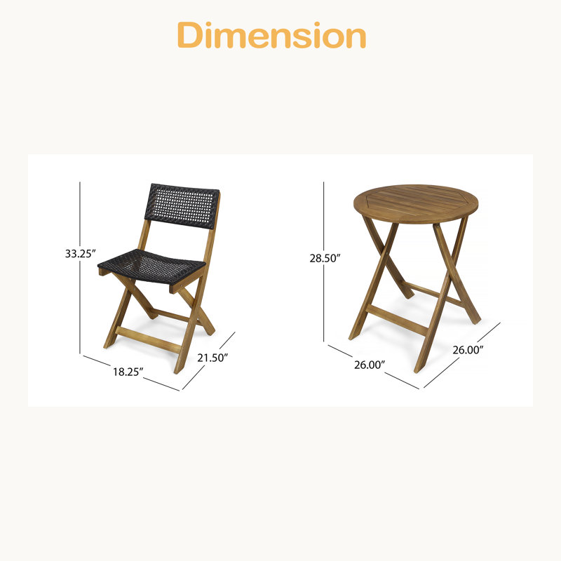 ENSEMBLE BISTRO, 2 chaises + 1 table