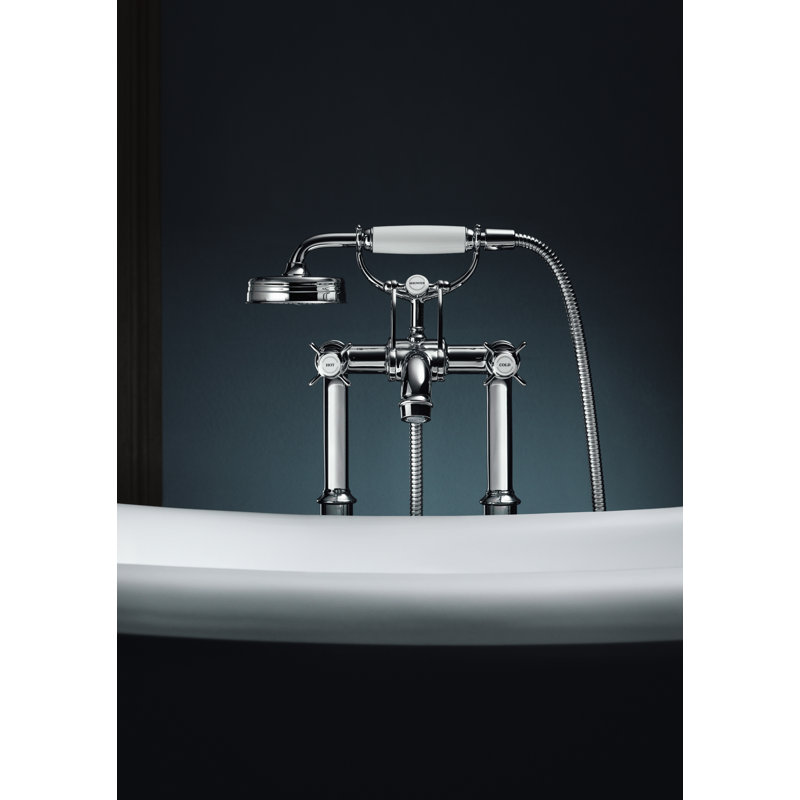 AXOR Montreux Double Handle Floor Mounted Clawfoot Tub Faucet Trim with Handshower, Chrome
