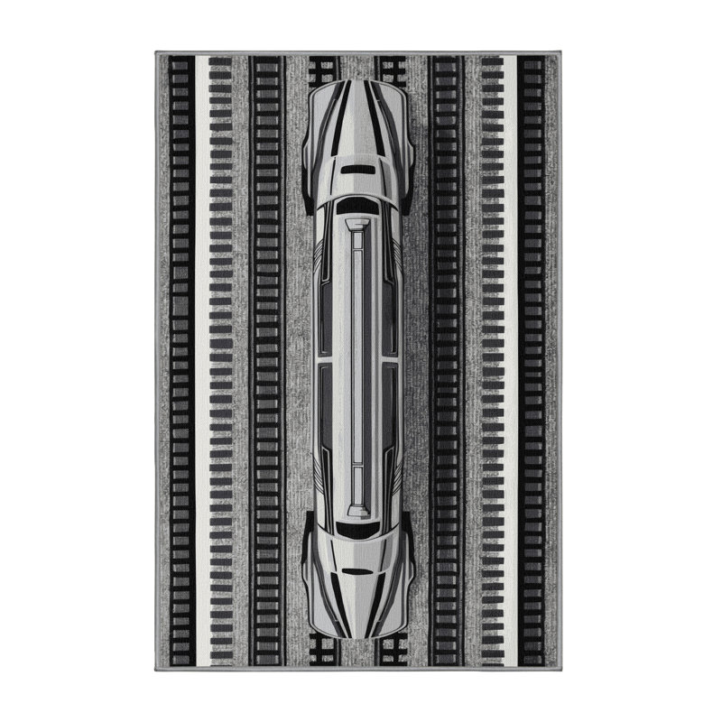 Tapis de transport gris lavable à la machine, Rectangulaire 8 pi x 10 pi