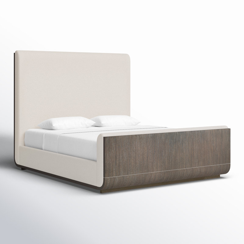 Modern Mood Upholstered Panel Bed, King, Dark Wood/Mink/Inverness Natural
