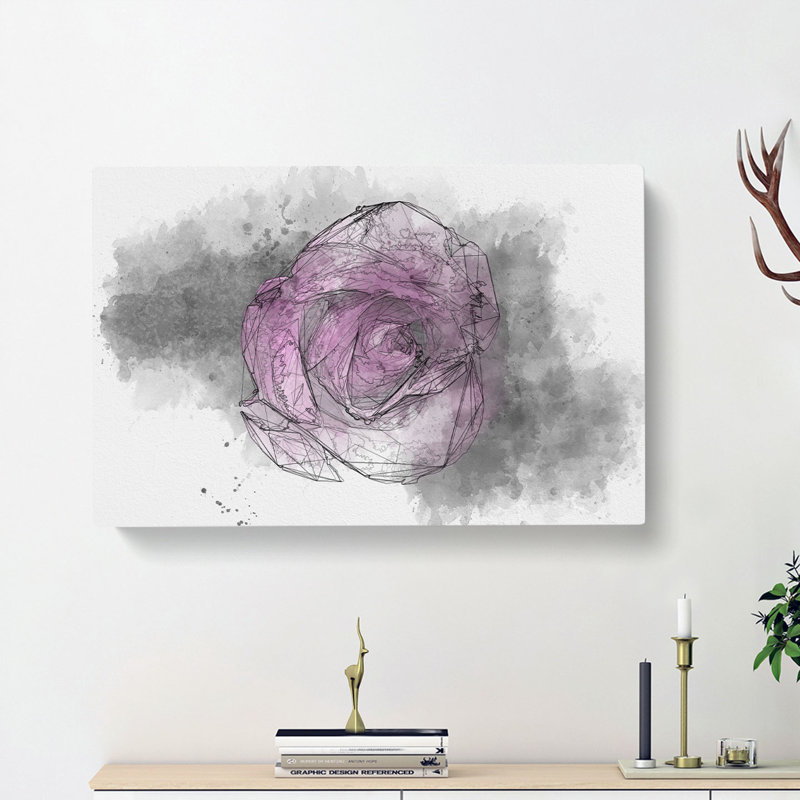Purple Rose In The Shadows - Wrapped Canvas Painting, 50cm H x 76cm W x 3cm D