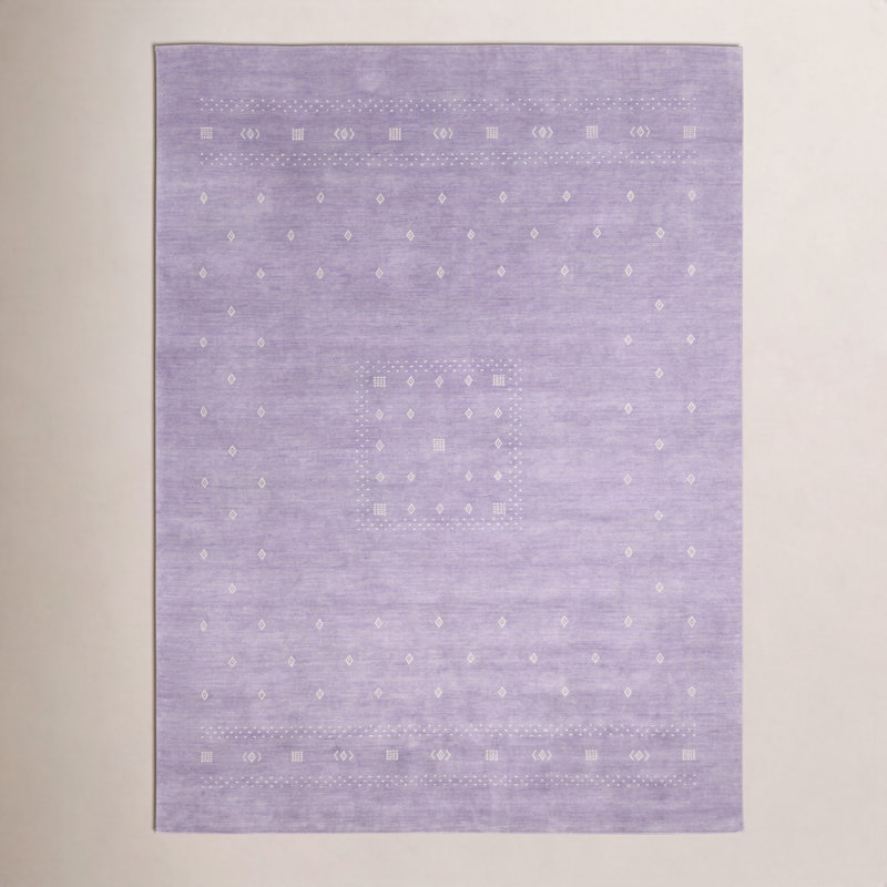 Simi Hand Knotted Cotton/Wool Southwestern Area Rug, Lilac, Rectangle 8' x 10'