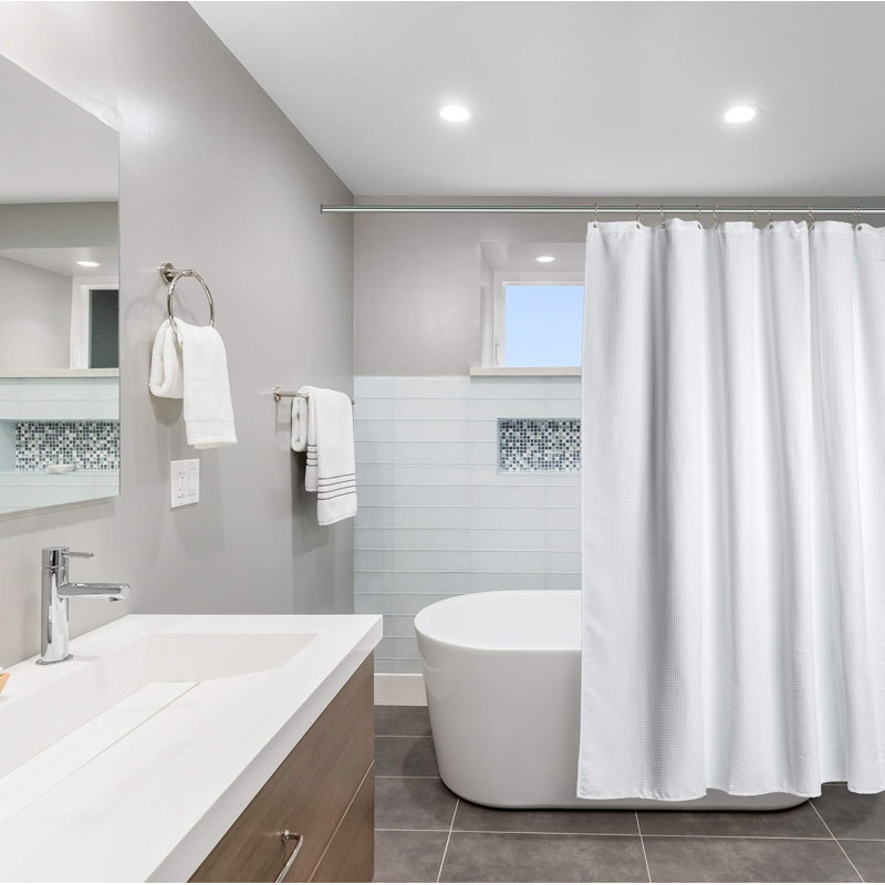 Rideau de douche simple gaufré Waffle, Blanc, H 84 po x l 72 po