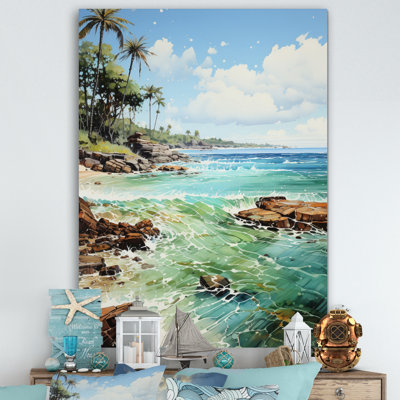 «Abdorassoul Beach Tropical Paradise Pointillism V», reproduction sur toile tendue
