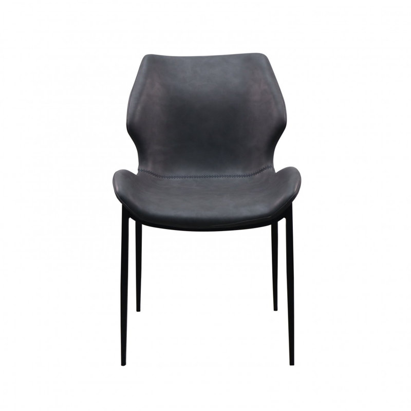 Ensemble de deux chaises d'appoint à oreilles rembourrées en similicuir gris et noir