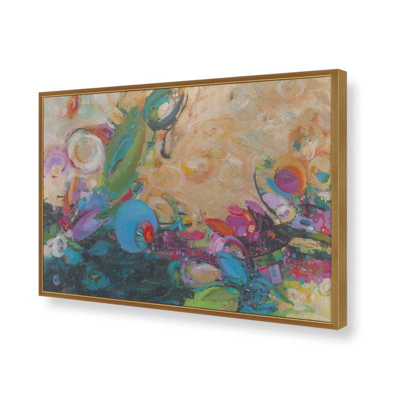 Make Me a bubble by Janet Bothne Art Print, 12" H x 18" W, Open Corner Framed Print without Mat Paper, Gold