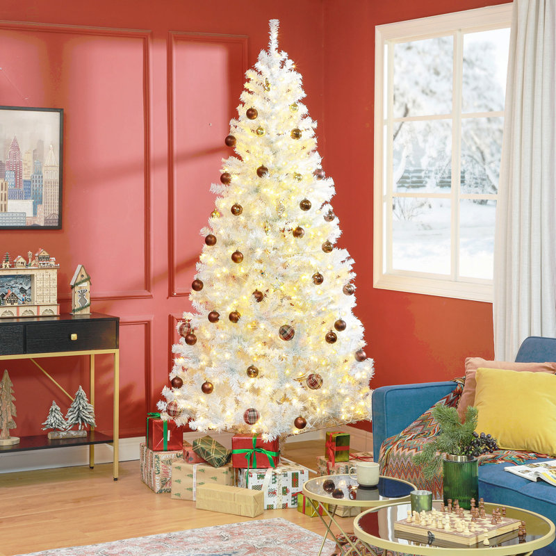 Sapin de Noël artificiel de 7,5 pi avec des branches réalistes, 500 lumières DEL chaudes et 1346 pointes, Black