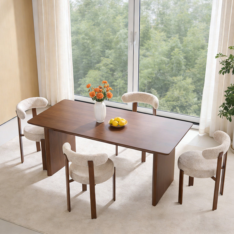 Absecon Boucle Upholstered Dining Side Chair With Metal Legs (Set of 4), 4, Beige