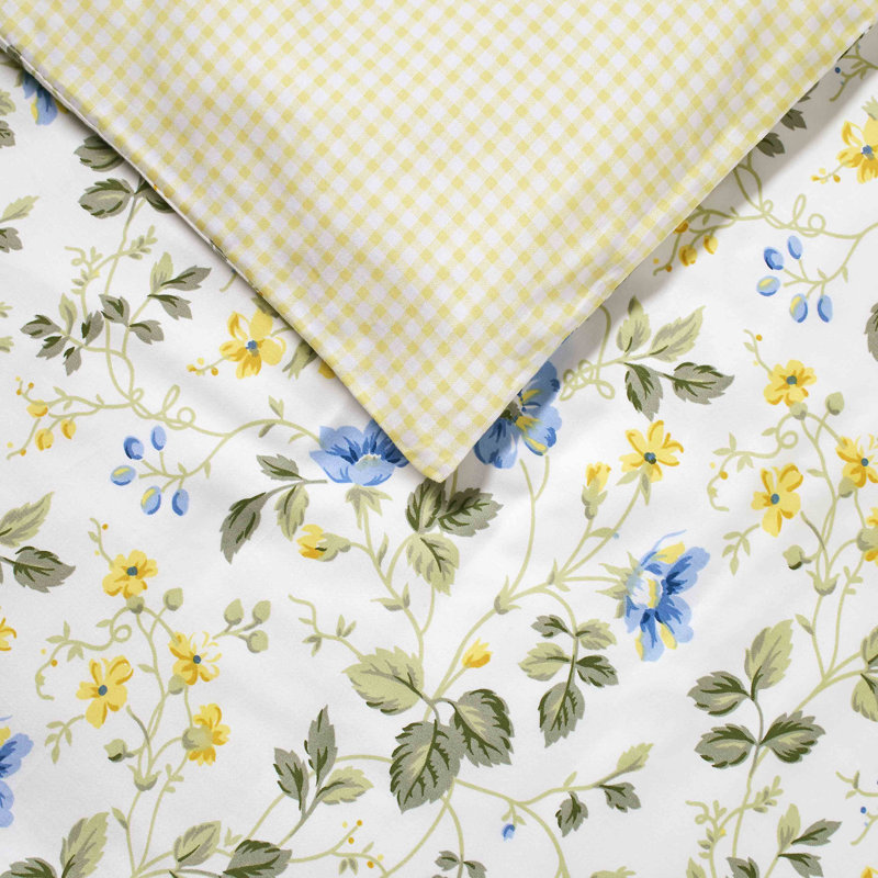 King Blue and Yellow Floral Cotton Duvet Cover Set