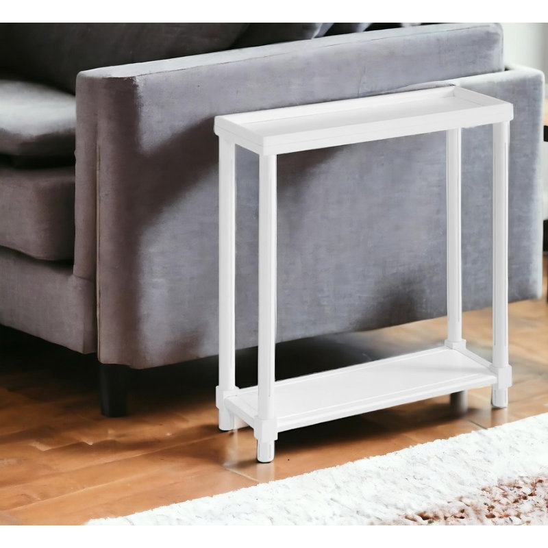 Tables de bout rectangulaires en bois 24 po avec tablette, Blanc