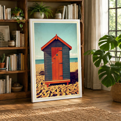 Beach Hut by the Sea Coastal - Wrapped Canvas