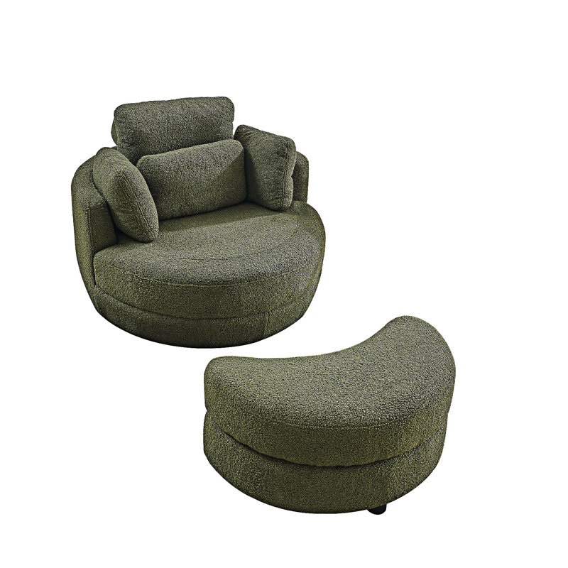 Fauteuil demi-tonneau pivotant avec repose-pieds Modern