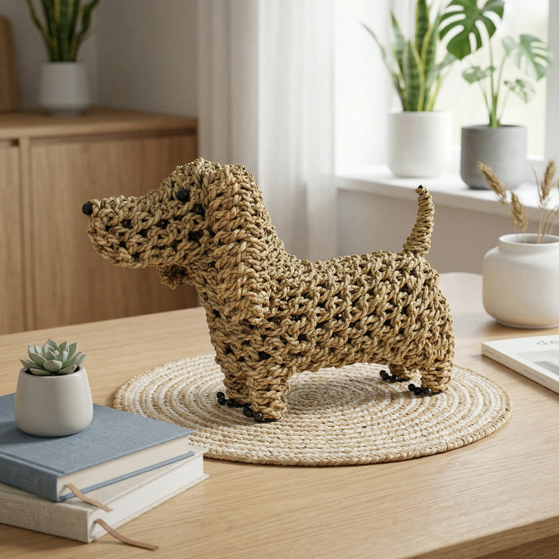 17 "figurine de sculpture de chien tissé à la main à la main