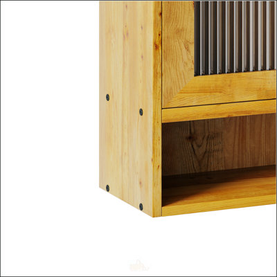 Armoire rétro à 2 portes coulissantes avec trois niveaux de rangement, pour les salles de bain, les cuisines et les salles à manger