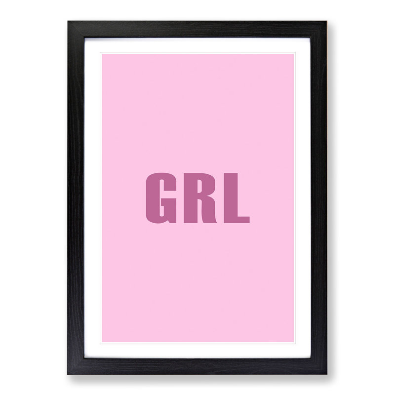 Grl - Picture Frame Typography, 36cm H x 27cm W x 2cm D, Black Framed